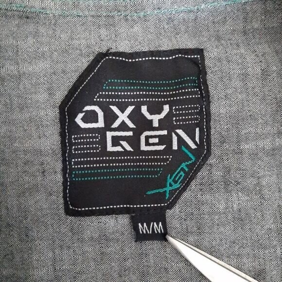 OXYGEN Button Down Casual Shirt Abstract Pattern Green Men's Sz M - Picture 11 of 12